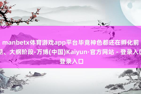 manbetx体育游戏app平台毕竟神色都还在孵化前期、大纲阶段-万博(中国)Kaiyun·官方网站 - 登录入口