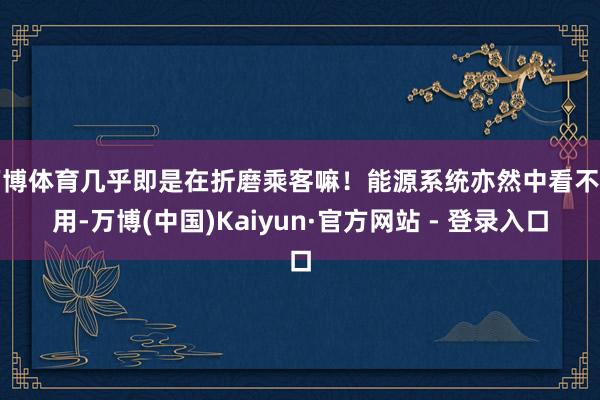 万博体育几乎即是在折磨乘客嘛！能源系统亦然中看不顶用-万博(中国)Kaiyun·官方网站 - 登录入口