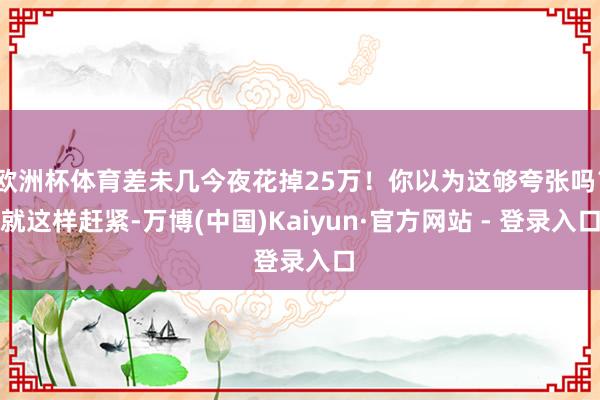 欧洲杯体育差未几今夜花掉25万！你以为这够夸张吗？就这样赶紧-万博(中国)Kaiyun·官方网站 - 登录入口